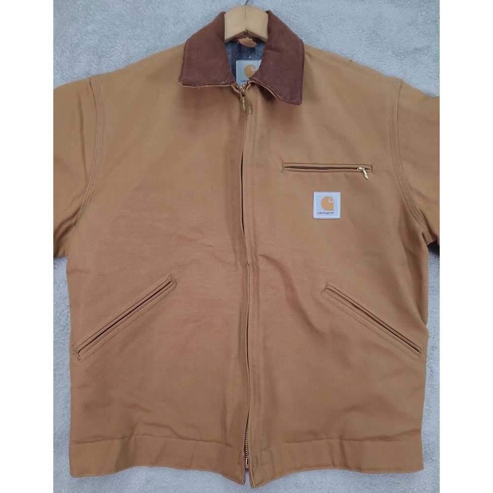 Carhartt Detroit Jacket 6BLJ Vintage USA Made Blanket Lined Tan Brown Mens 40